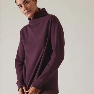 Athleta Cozy Karma Twist Neck Sweatshirt Spiced Cabernet Small NWT